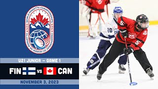 2023 World Ringette World Championships ⭕ U21 Junior Game 1 Canada vs Finland Nov 3 2023 [upl. by Anelav928]