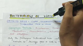 Bacteriology of water  Applied microbiology  Handwritten notes [upl. by Sparke]