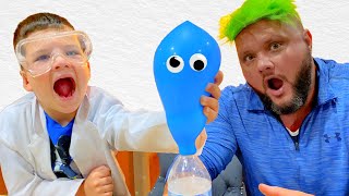 CALEB Pretend PLAY EASY DIY SCIENCE EXPERIMENTS for KIDS EXPERiMENT with BALLOONS [upl. by Lennard524]