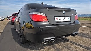 BMW M5 V10 E60 with Eisenmann Race Exhaust  REVS amp DRAG RACING [upl. by Leotie895]