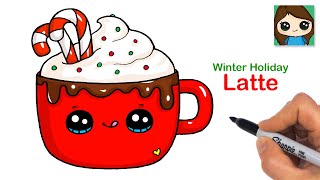 How to Draw a Winter Holiday Chocolate Latte Drink [upl. by Anirdnajela]