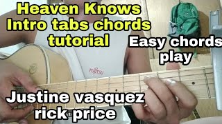 Heaven Knows  Intro Tabs  Chords tutorial Justine vasquez  Rick price Tagalog guitar tutorial [upl. by Sugar749]