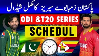 Pakistan vs Zimbabwe ODI amp T20 Series Full Schedule 2024Pakistan vs zimbabwe series schedule 2024 [upl. by Baerman]