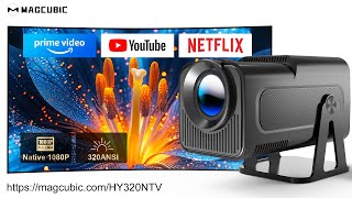 Magcubic HY320 NTV Netflix Officially Licensed Android 13 Projector with 1080P 500ANSI Prime Video [upl. by Yrtneg]