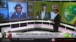 Windies fight on day 1 of pink ball test Stumps Day 1 2nd Test WI 2668 vs AUS Zone review [upl. by Cindee]