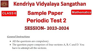 KVS PT2 Math Class 6  Question Paper with Solution  Sample Paper  Important Questions [upl. by Oates]