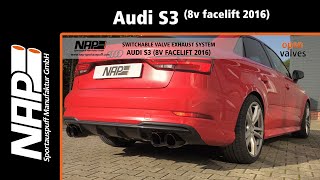 NAP Klappenauspuff ▶ Audi S3 8V facelift 2016  Soundcheck [upl. by Ettezzus]