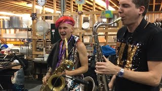 Leo P amp Eli Bennett Saxophone Funk Jam  Winnipeg Folk Festival 2018 [upl. by Thgirw]