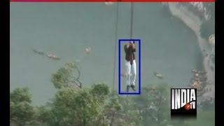 Chilling footage of 21 tourists rescued from stuck ropeway trolley in Nainital [upl. by Niwle]