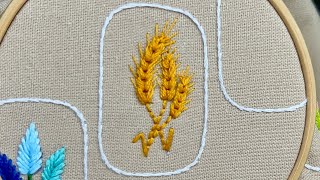 Wheatear Embroidery Spikelet Embroidery How to embroider a wheatear Handkerchief Designs Ideas [upl. by Gerick56]