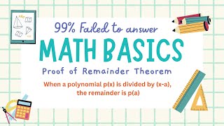 Math Basics 2Proof of Remainder Theorem [upl. by Aniale813]