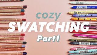 Cozy Swatching 🎨 Caran dAche Luminance Coloured Pencils amp Neocolor 1 Wax Oil Pastels  Part 1 [upl. by Sharron]