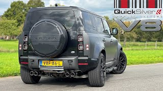 Land Rover Defender V8 P525 Quicksilver  REVIEW on AUTOBAHN [upl. by Annaid]