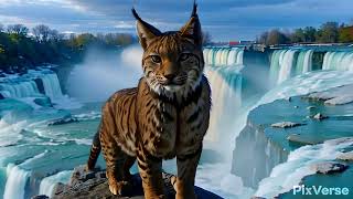 Eurasian Lynx at top of Niagara falls Canada Nature4kNature scape [upl. by Shaer]