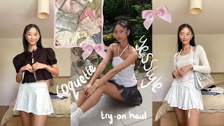 🎀 YesStyle tryon haul 🎀 Trendy coquette aesthetic below 25 [upl. by Eillam]