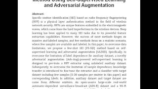 Overcoming Data Limitations A Few Shot Specific Emitter Identification Method Using Self Supervised [upl. by Alad]