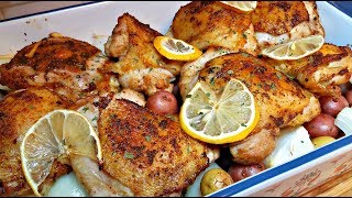 Baked Lemon Garlic Chicken Recipe  Lemon Garlic Cream Sauce Recipe [upl. by Goldwin243]