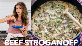 Easy Classic Beef Stroganoff Recipe  Natashas Kitchen [upl. by Reseda43]