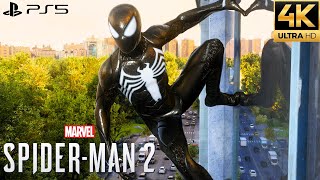 Marvels SpiderMan 2 PS5  Black Suit Free Roam Gameplay 4K 60FPS [upl. by Nylidam]