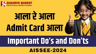 आला रे आला Admit Card आला  sainik school admit card 2024 aissee2024 [upl. by Orrocos877]