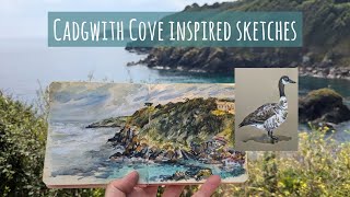 A Visit to Cadgwith Cove in Cornwall amp Two Travel Art Kit Mixed Media Sketches Including Plein Air [upl. by Kitchen]