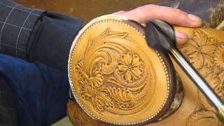 Finishing leather edges with beeswax [upl. by Htebazile]