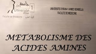 métabolisme des acides aminés 🩺 [upl. by Alaham]