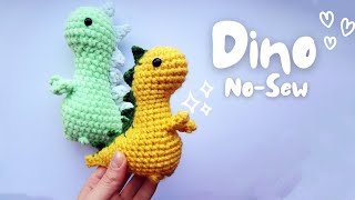 How to crochet dinosaur from plush yarn without sewing mini dinosaur amigurumi [upl. by Nomi950]