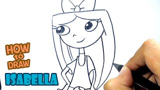 How to Draw Isabella  Drawing Phineas and Ferb  Drawing Cartoon [upl. by Asilem]