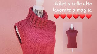 Gilet a collo alto lavorato a maglia tutorial [upl. by Solram]