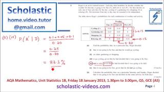 AQA Mathematics Unit Statistics 1B Friday 18 January 2013 130pm to 300pm Q5 GCEAS [upl. by Sadoff]