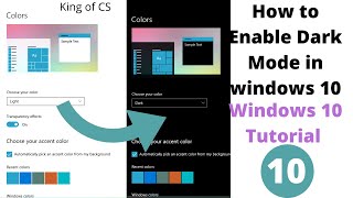 How to Enable Dark Mode in Windows 10 in Urdu  King of CS  2020 Tutorial darkmode [upl. by Eardnaed]