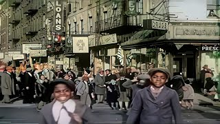 Old New York 1940s in Color 60fps Remastered wsound design added [upl. by Onilegna]