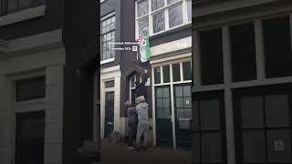 Maccabi Tel Aviv hooligans tear down Palestinian flags from homes in Amsterdam [upl. by Eilsehc324]