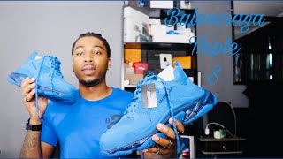 HOW TO STYLE BALENCIAGA TRIPLE S quotDEEP BLUEquot ON FEET  REVIEW‼️ [upl. by Medrek]