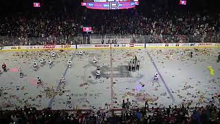 Laval Rocket Teddy Bear Toss goal scored by Riley Kidney vs Hartford Wolf Pack 12923 [upl. by Dnumde]