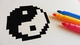 Handmade Pixel Art  How To Draw Yin Yang pixelart [upl. by Ayirp]