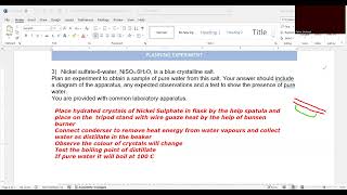 NiSO46H2O Plan an experiment to obtain a sample of pure water from this salt [upl. by Lunna]