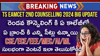 TS EAMCET 2nd counselling 2024 College Wise Vacant Seats  TS EAMCET 2nd Counselling Dates 2024 [upl. by Adler]