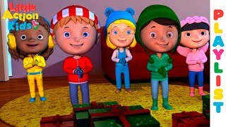 Kids Christmas Carols Playlist with Lyrics  Sing and Dance for Kids  Little Action Kids [upl. by Aneeles]