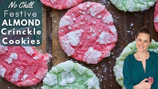 NO CHILL FESTIVE ALMOND CRINKLE COOKIES Amazing four ingredient festive almond crinkle cookies [upl. by Trauner]