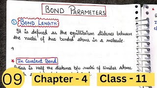 Bond Parameters  Bond length  Chemical bonding class 11 bondparameters [upl. by Marfe]