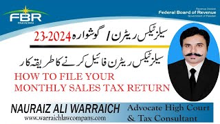 Monthly Sales Tax Return  Preparation of FBR Sales Tax Return 2024  Complete Process of Sales Tax [upl. by Dijam]