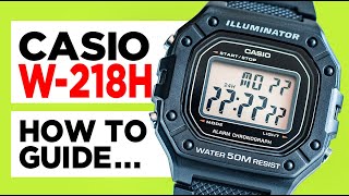 CASIO W218H 3224 HOW TO Tutorial Guide  HOW TO SET THE TIME DATE ALARM and STOPWATCH [upl. by Atnamas]