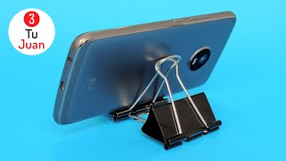 5 Soportes para Celular con Sujetadocumentos o Ganchos para Papel FÁCILES y Rápidos  DIY Ideas 📱 [upl. by Nodroj]