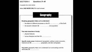 Cambridge 8  Test 1  Section 4  Geography [upl. by Lekim]