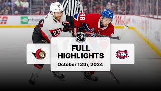 Senators at Canadiens  October 12 2024  NHL Full Game Highlights [upl. by Cerell]