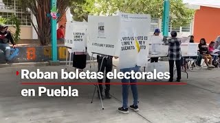 Elecciones2024MX  Se roban boletas electorales en Puebla hubo algunos detenidos [upl. by Belter]