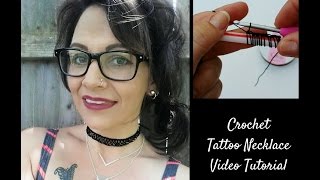 How to Crochet Tattoo Necklace  Broomstick Lace with a STRAW [upl. by Nivak]