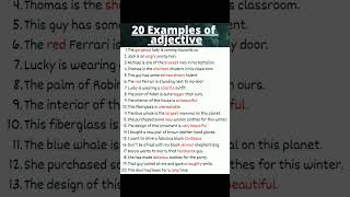 20 examples of adjectives [upl. by Nnaear]